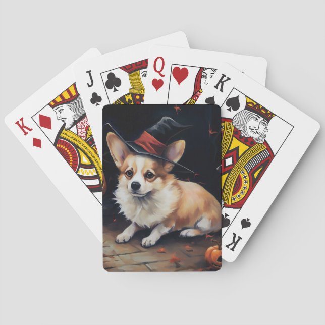 Baralho Corgi Abóboras Halloween Assustador (Verso)