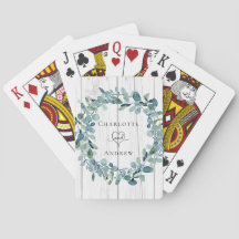 Coroa de eucalipto verde para casamento em madeira