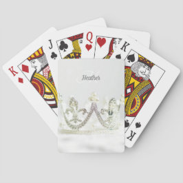 Baralho Coroa Princesa Cinza Prata Personalizada Bonita