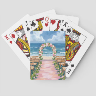 Baralho Corredor de Casamento na Praia com Floral Aquarela