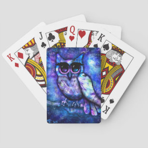 Baralho Coruja Abstrato de Whimsical Azul De Olhos Grandes