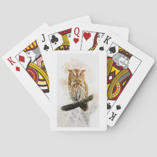Baralho Coruja-marrom jogando cartas