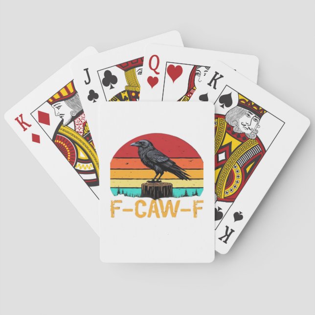 Baralho Corvo, F-Caw-F Pássaro Engraçado Retro Clássico (Verso)