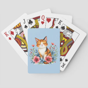 Baralho Cottagecore Floral Gato Sereno Felino Botânico