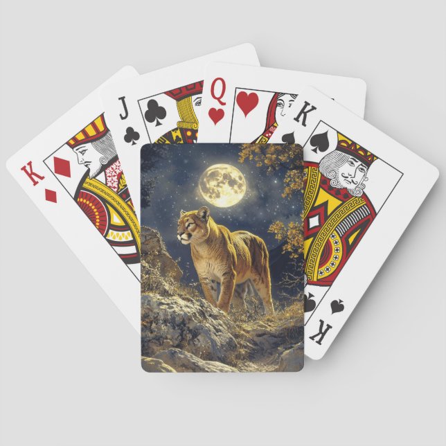 Baralho Cougar na Arte da Vida Selvagem à Lua (Verso)