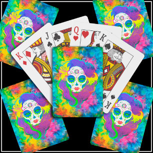 Baralho [Crânio Psicodélico] Arco-Íris Tie-Dye Calavera