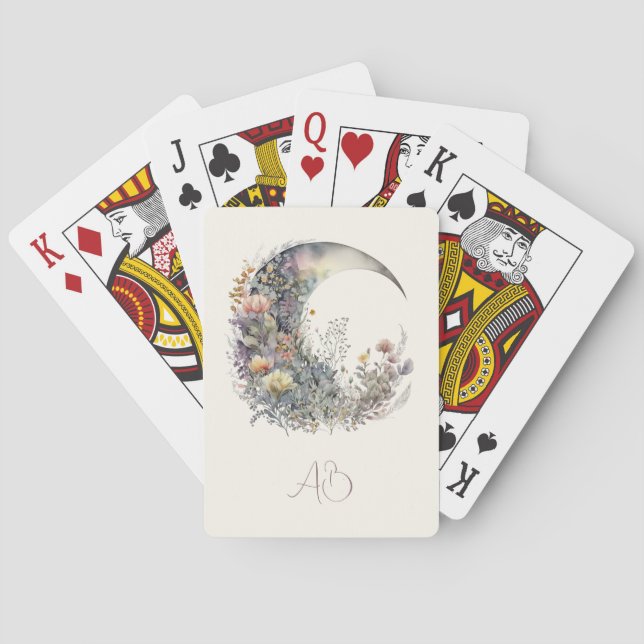 Baralho Create Your Own Iridescent Floral Crescent Moon (Verso)