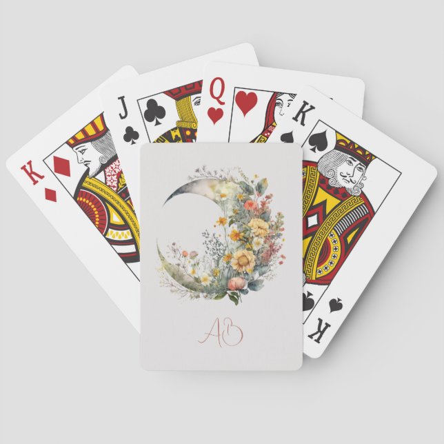 Baralho Create Your Own Sunny Floral Crescent Moon (Verso)