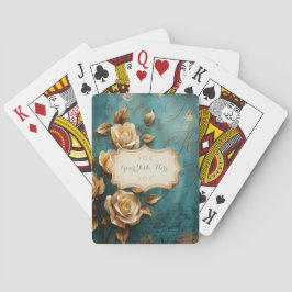 Baralho Create Your Own Teal & Gold Roses Spray Floral