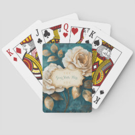 Baralho Create Your Own Teal & Golden Peach Roses Floral