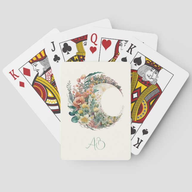 Baralho Create Your Own Tropical Floral Crescent Moon (Verso)