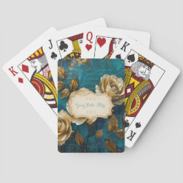 Baralho Create Your Own Turquoise Blue Gold Roses Floral