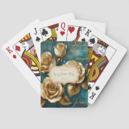 Baralho Create Your Own Turquoise Gold Roses Spray Floral