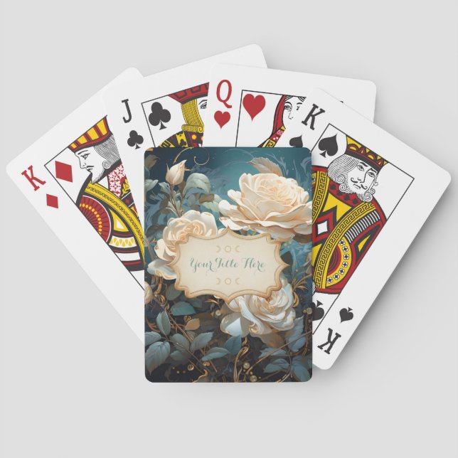 Baralho Create Your Own Turquoise Pale Peach Roses Floral (Verso)