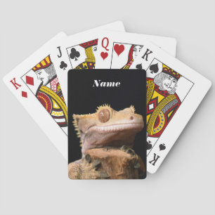 Baralho Crested Gecko Lizard em preto
