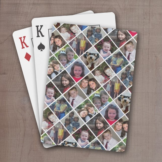 Baralho Criar uma Colagem de Fotos Personalizada com 12 Fo (12 Photo personalized playing cards with a name or other text)