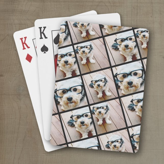 Baralho Criar uma Colagem de Fotos Personalizada com 4 Fot (Personalized playing cards with a fun area to add photos)