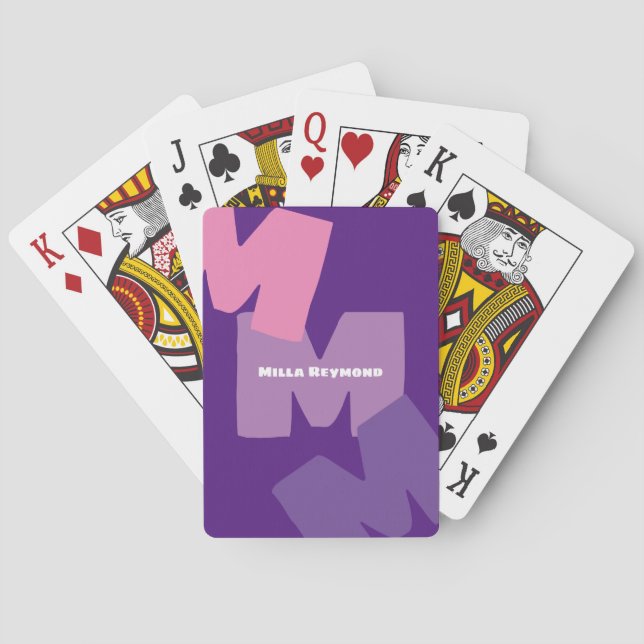 Baralho Crie cartas roxas na moda com o nome dela (Verso)