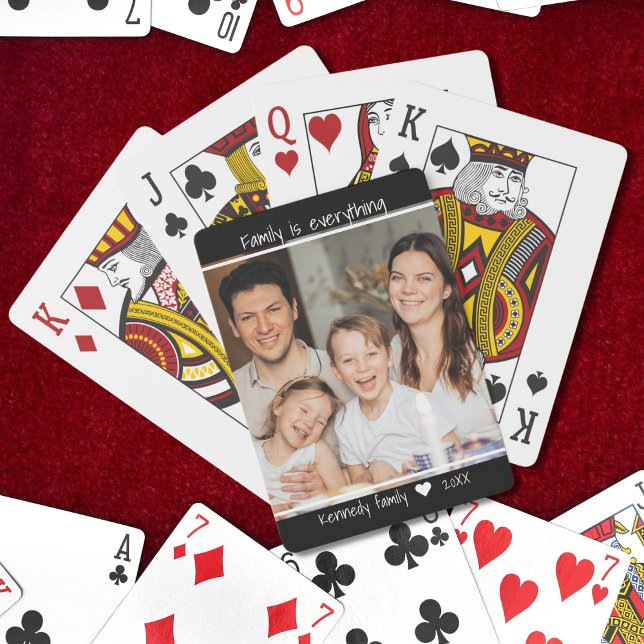 Baralho Crie seu próprio nome de foto de cotação da famíli (Create Your Own Family Name Family is everything Quote Photo Playing Cards)