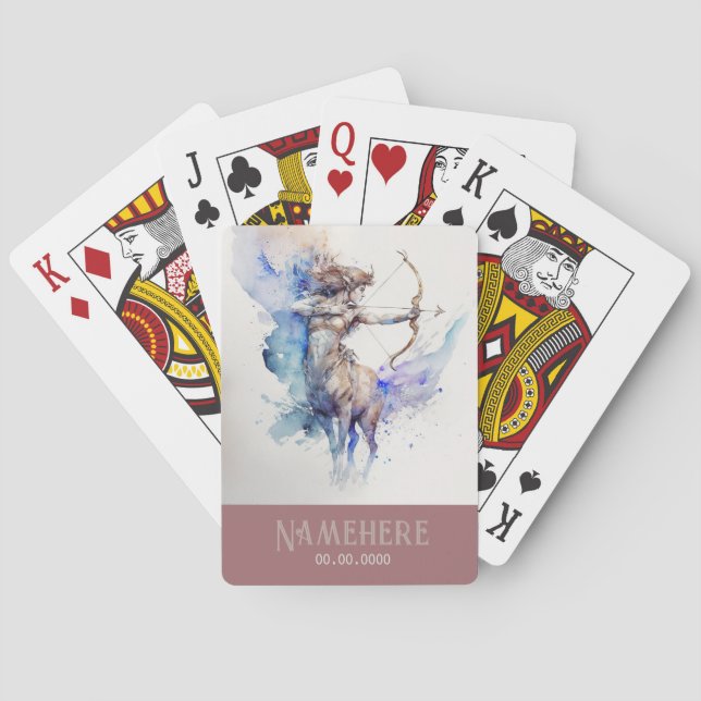 Baralho Crie seu próprio Sagitário Dourado e Azul Zodiac (Verso)