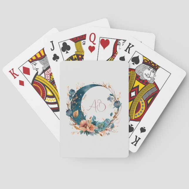 Baralho Crie Seu Próprio Teal Boho E Pessegueiro Floral (Verso)