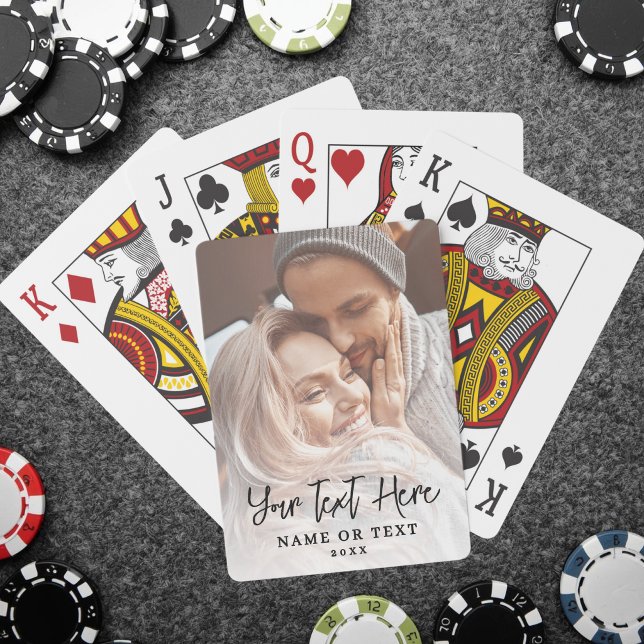 Baralho Crie seu próprio texto de script foto (Create Your Own Script Text Photo Poker Cards )
