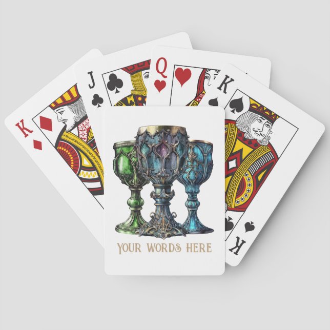 Baralho Crie seus próprios chalices verdes e azuis góticos (Verso)