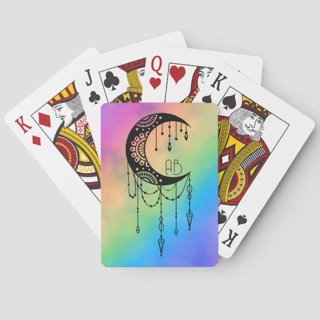 Baralho Crie sua própria Boho Mandala Moon Silhouette (Verso)