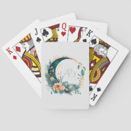 Baralho Crie Sua Própria Pêssego E Sua Lua Floral Teal