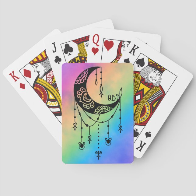 Baralho Crie sua própria silhueta de lua mágica do Boho (Verso)