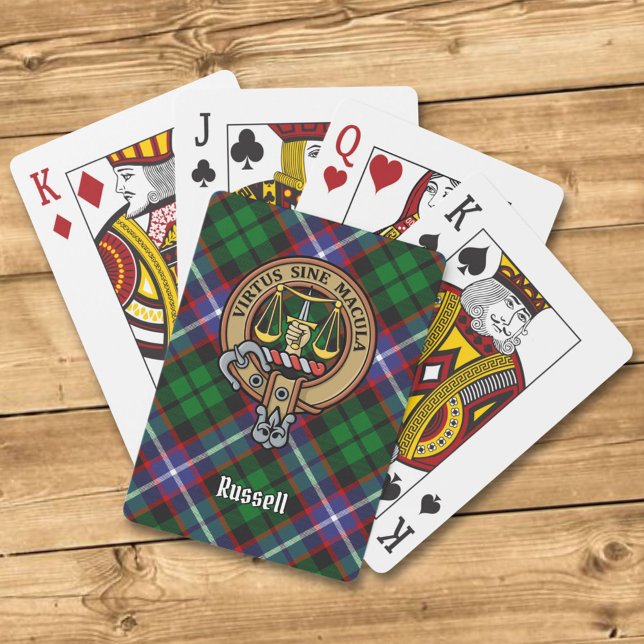 Baralho Crista do Clã Russell sobre Tartan (Criador carregado)