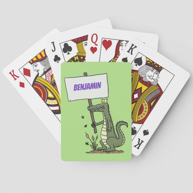 Baralho Crocodilo engraçado, alinhador com cartoon (Verso)