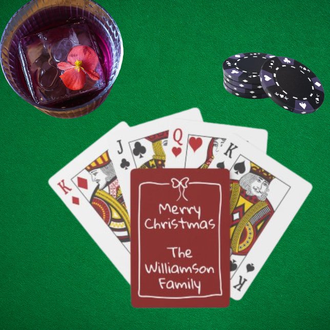 Baralho Custom Burgundy Whimsical Doodle Christmas Gift  (Criador carregado)