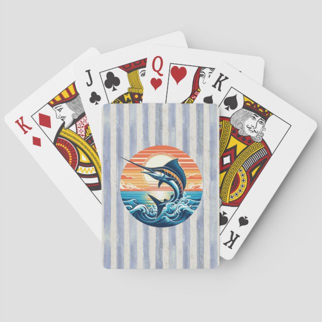 Baralho Custom Coastal/nautical/beach marlin sunset (Verso)