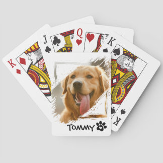 Baralho Custom Pet Photo Playing Cards with Name – White