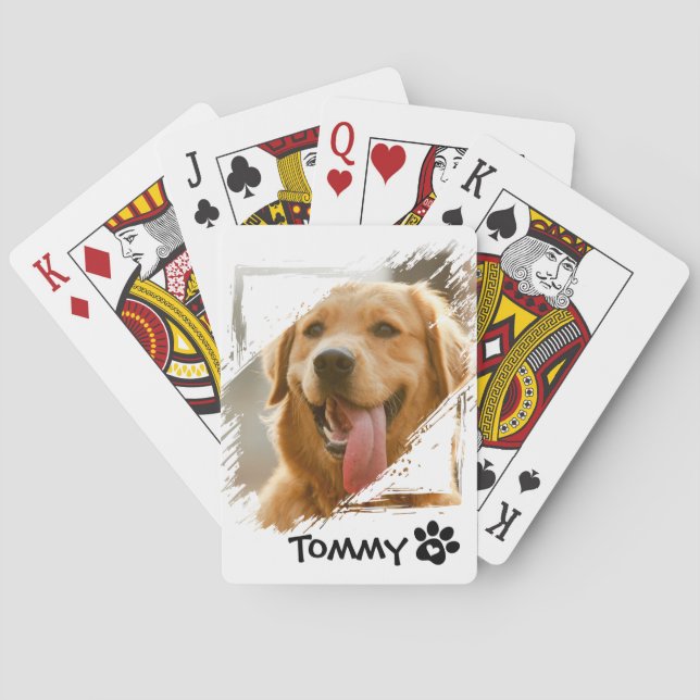 Baralho Custom Pet Photo Playing Cards with Name – White  (Verso)