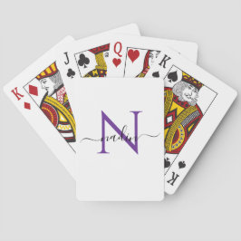 Baralho Custom Purple Monogram Name Playing Cards