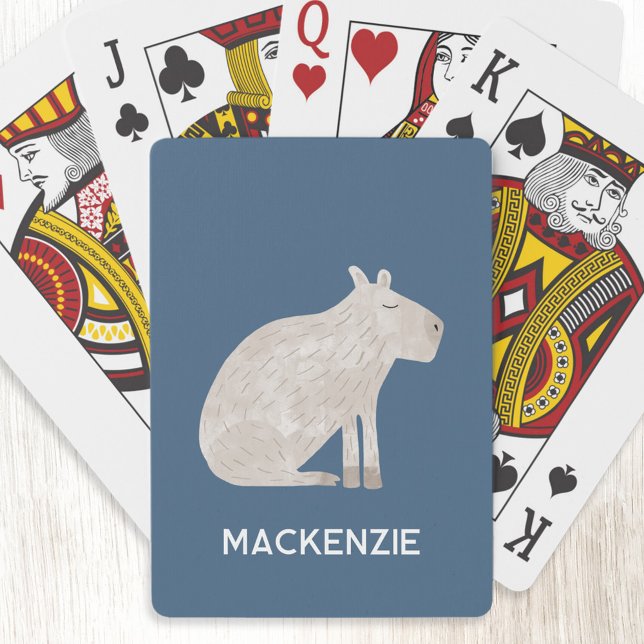 Baralho Cute Capybara Personalizada (Fun Capybara personalized custom name playing cards for animal lovers)