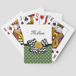 Baralho Cute Green Dots Yellow Rose Chevron Arco e Nome