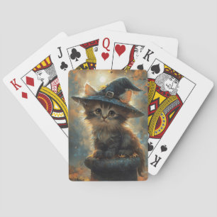 Baralho Cute Kitten Vestindo um Chapéu de Bruxa