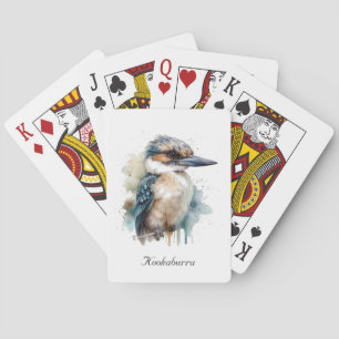 Baralho Cute Kookaburra num galho pintado em aquarela