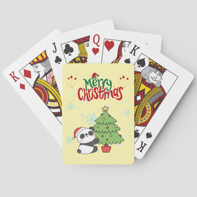 Baralho cute panda merry Christmas  Poker Cards (Verso)
