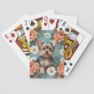 Baralho Cute Yorkshire Terrier Puppy Floral