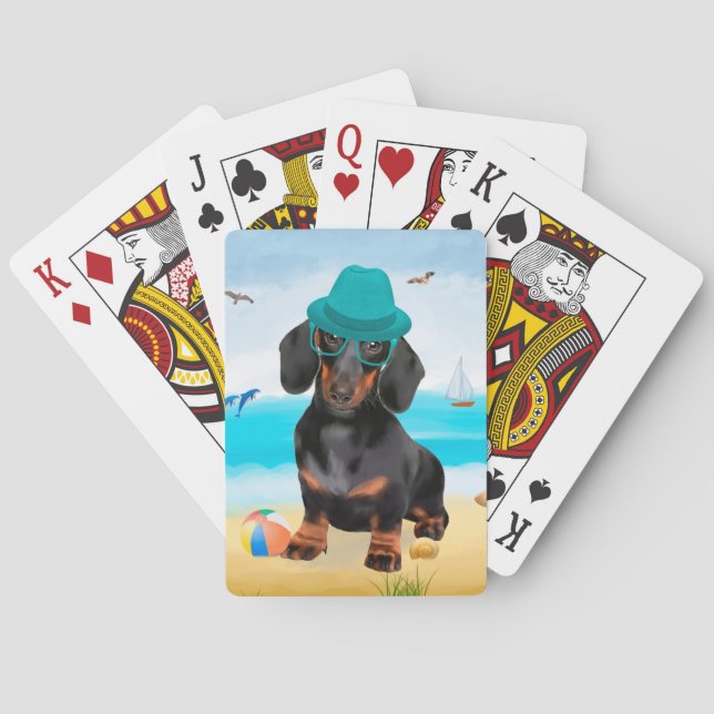 Baralho Dachshund Dog em Beach (Verso)