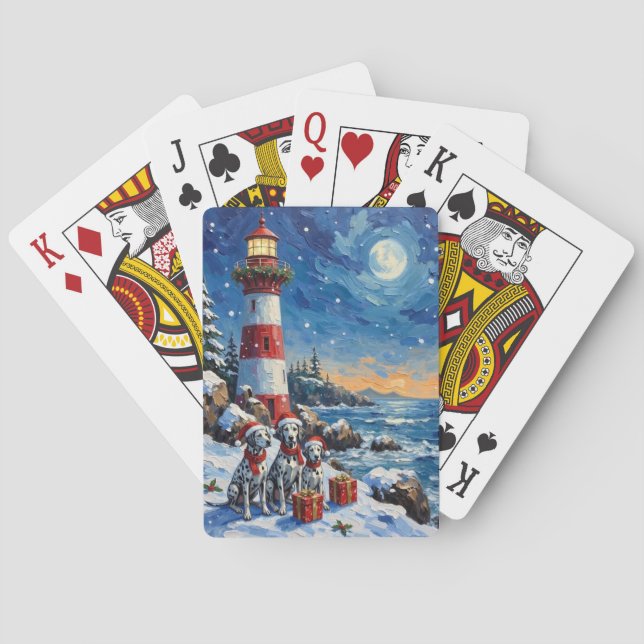Baralho Dalmatian Christmas Lighthouse Holiday (Verso)