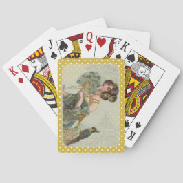Baralho Dama Vintage e Papagaio Dourado e Branco com Bolin