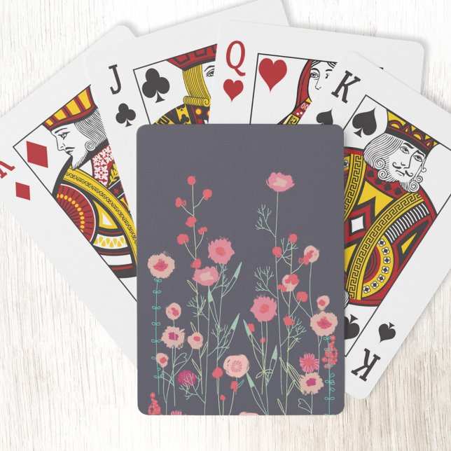 Baralho Dark Floral Boho (Boho floral pink and charcoal gray playing cards)