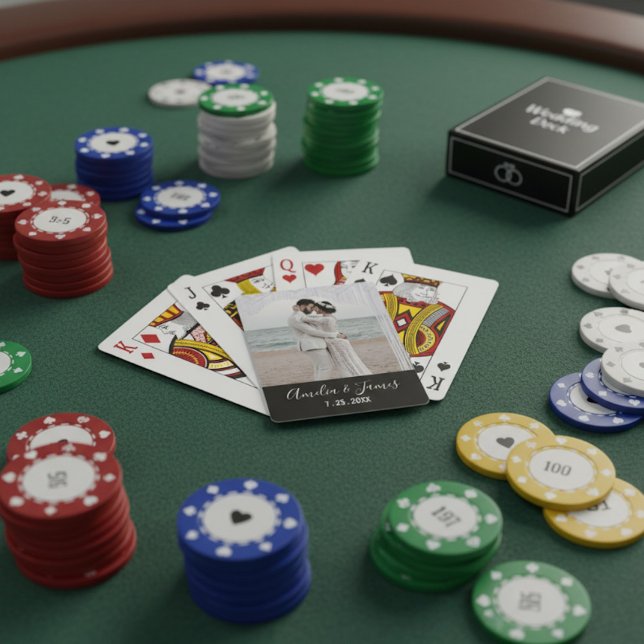 Baralho Data da Foto de Noivado do Casal (Playing cards with a personal touch.)