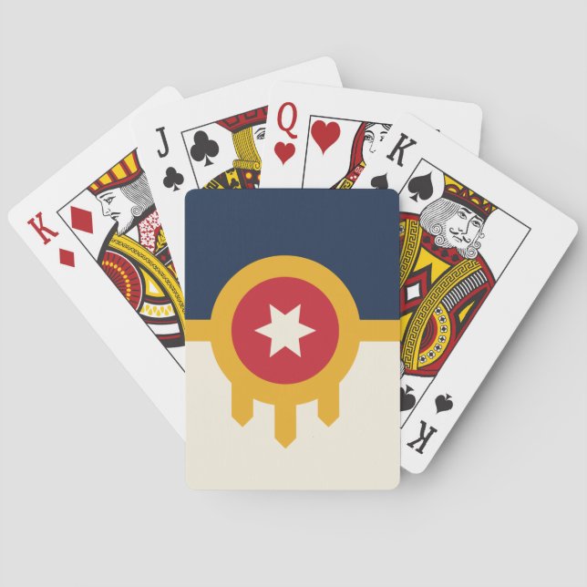 Baralho de Cartas com a Bandeira de Tulsa, Ohio, E (Verso)
