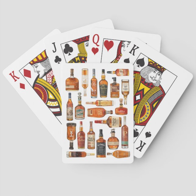 Baralho de Cartas com Aquarela de Garrafas de Bour (Verso)
